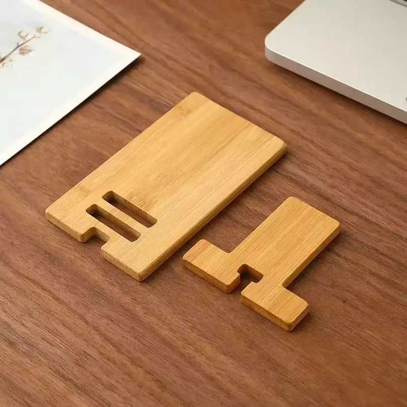 Wooden Phone Stand 2-Pack Foldable Desktop Tablet Holder