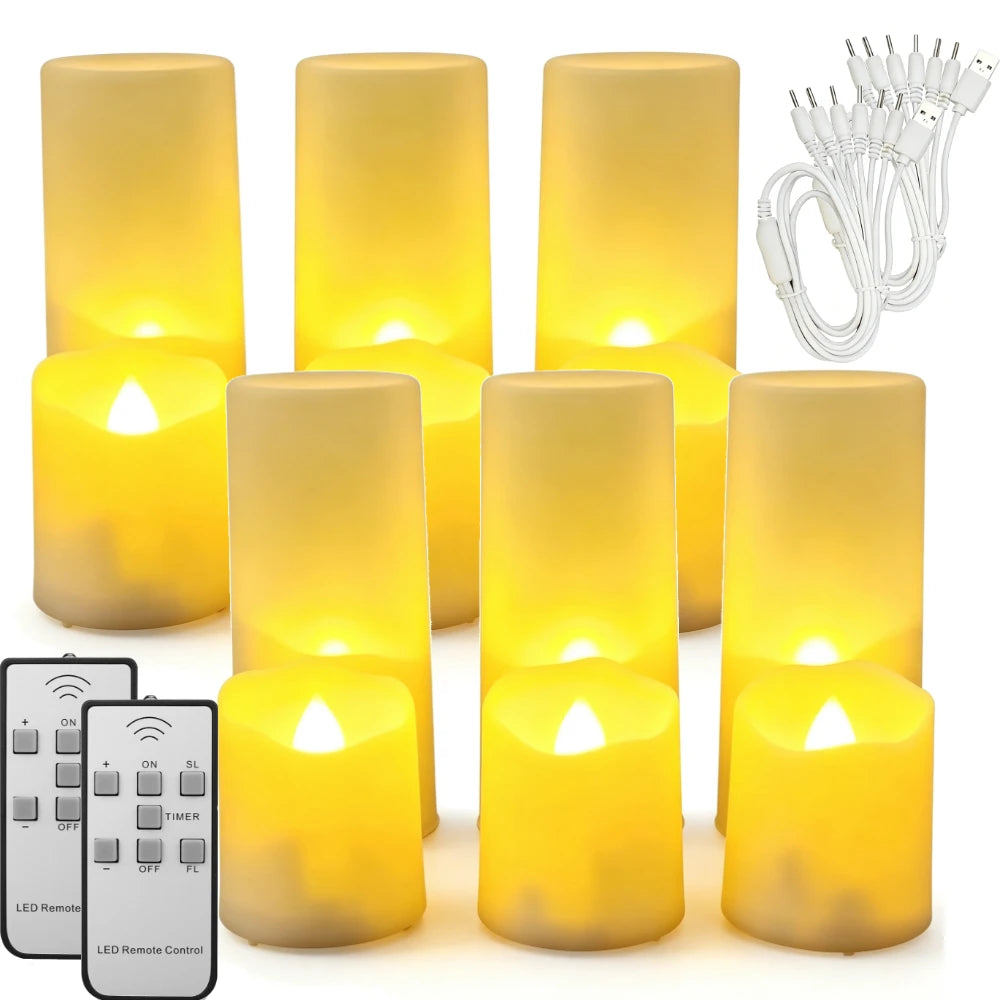 USB Rechargeable Flameless LED Candles with Remote – 6 Pack
