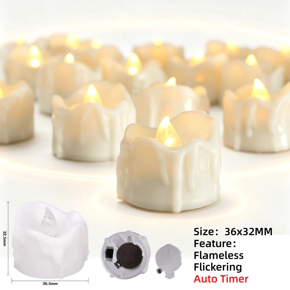 12/24 Pack Flameless LED Tea Light Candles Battery Operated