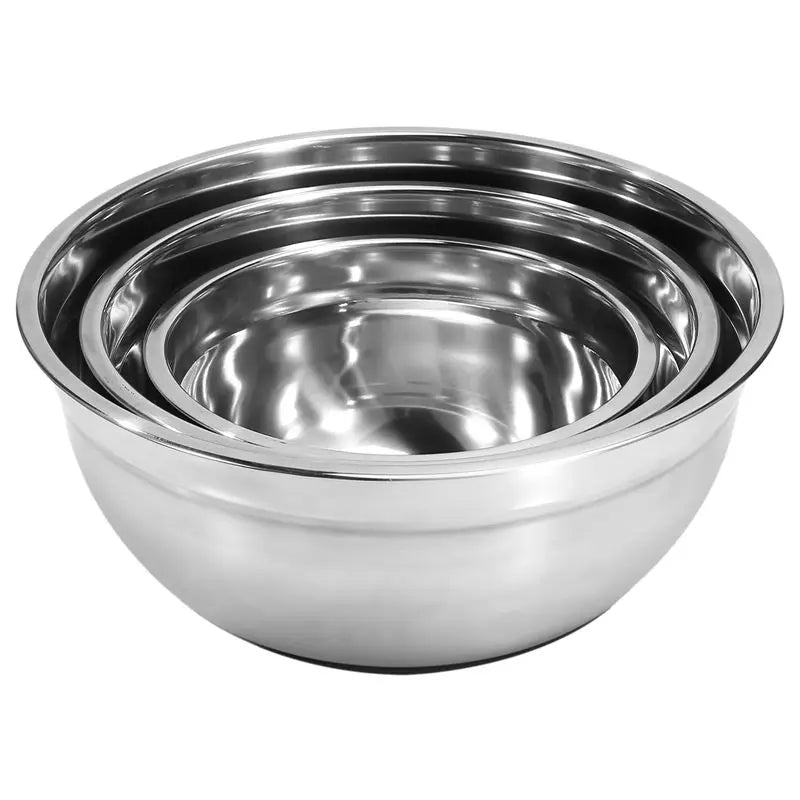 Stainless Steel Mixing Bowls Set with Lids & Non-Slip Base