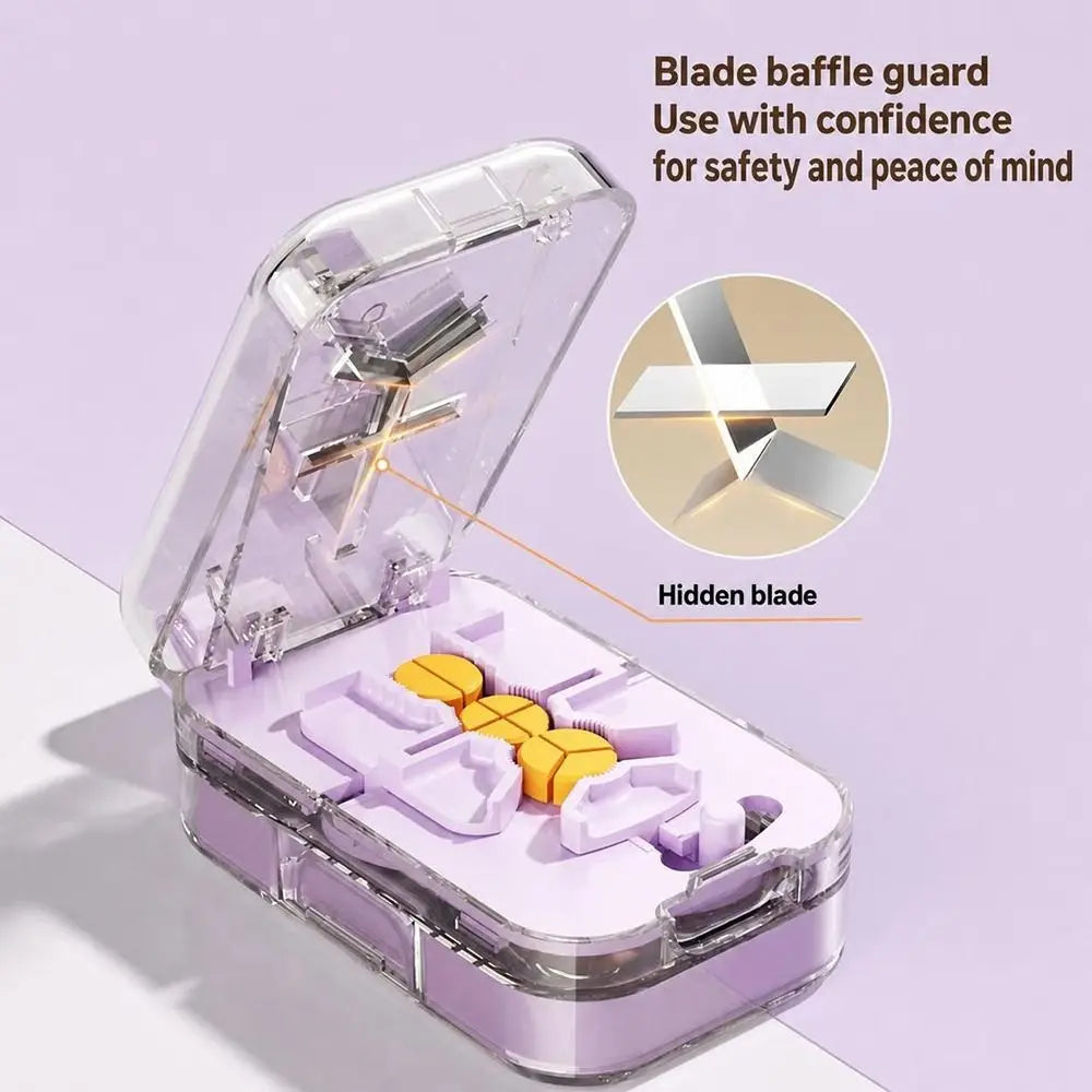 Pill Cutter & Storage Box – 1/2 1/3 1/4 Splitter, Dustproof