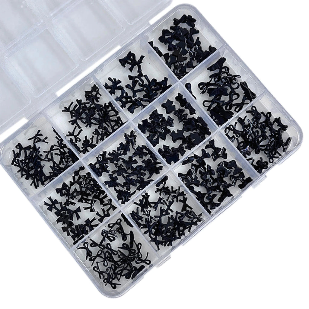 12-Grid 3D Bowknot Nail Art Charms Set – Mixed Sizes