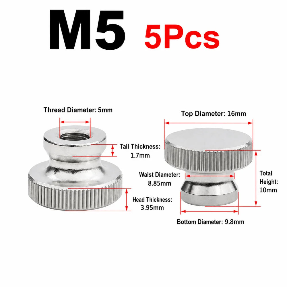 304 Stainless Steel Knurled Hand Nut M3–M10 GB806 Standard