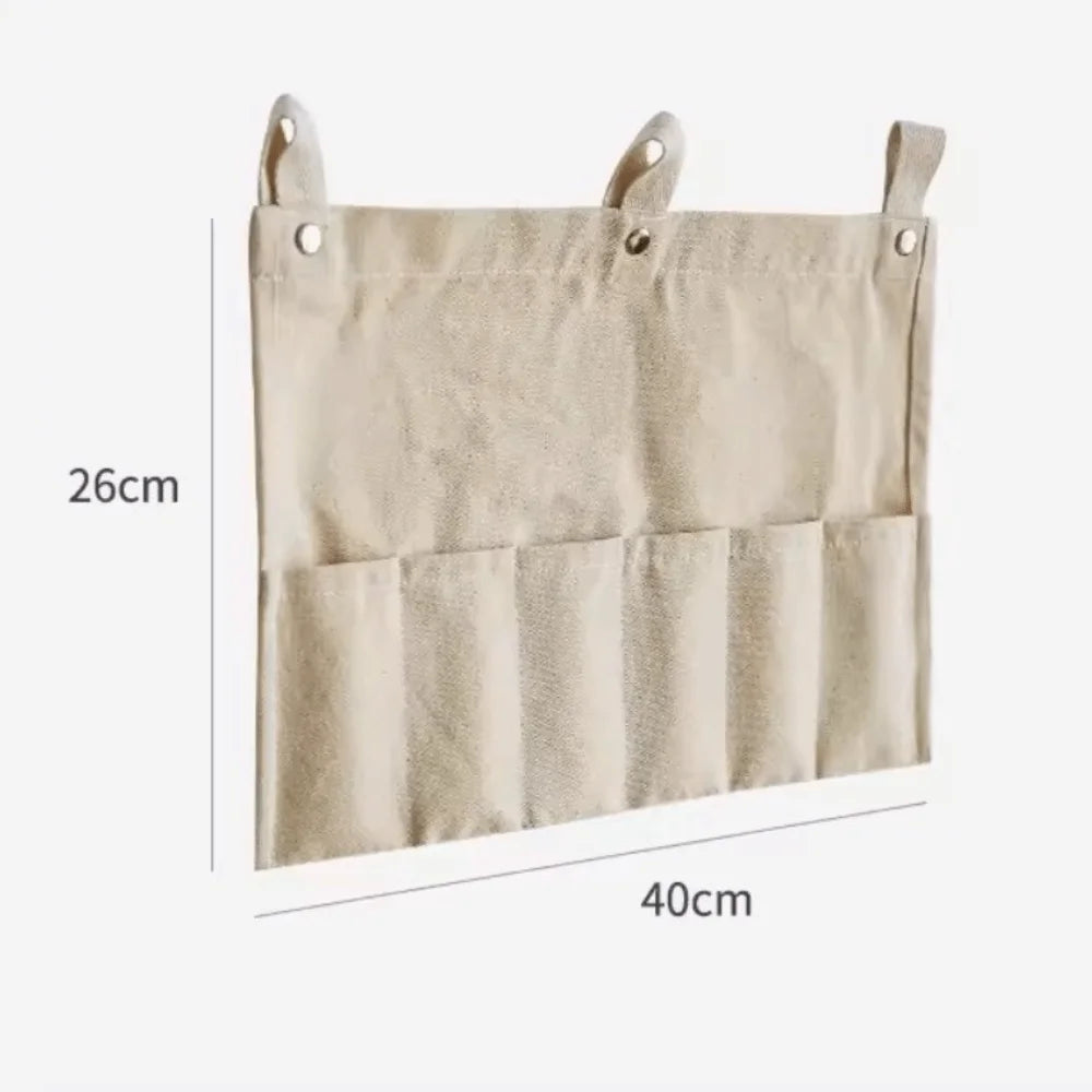 Wall Mounted Multi-Pocket Cotton Fabric Hanging Storage Bag