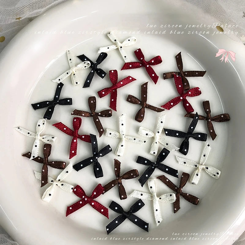 20Pcs Wave Dot Fabric Bow Nail Art Charms – DIY Nail Decor