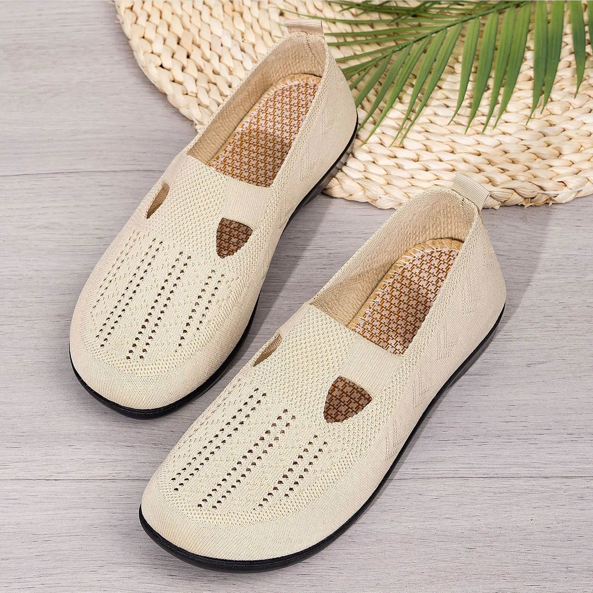 Women's Knit Slip-On Loafers – Breathable Lightweight Flat Shoes