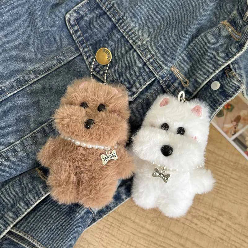 Kawaii West Highland Terrier Plush Keychain – Cute Puppy Bag Charm