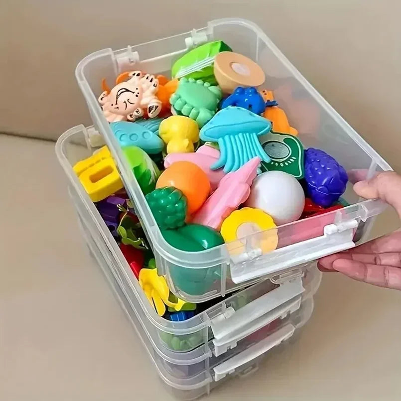 4-Layer Stackable Transparent Plastic Storage Organizer Box