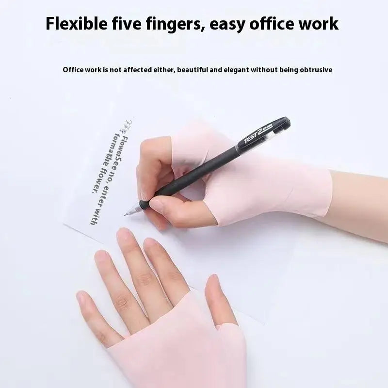 UV Protection Fingerless Gloves – Ice Silk Nail Art Sun Care