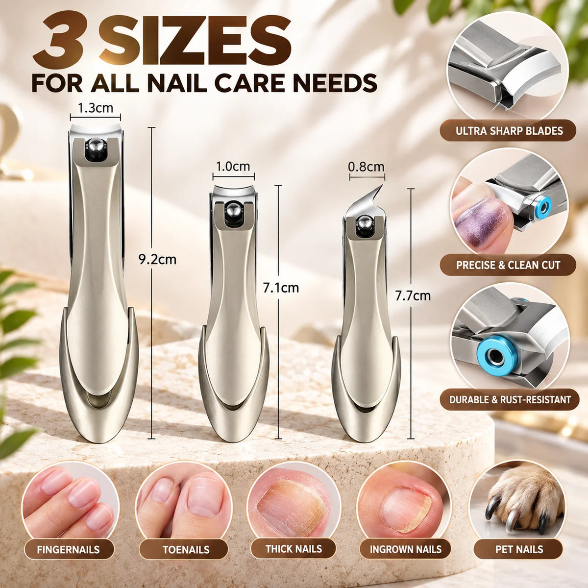 Stainless Steel Nail Clippers – Fingernail & Toenail Trimmer