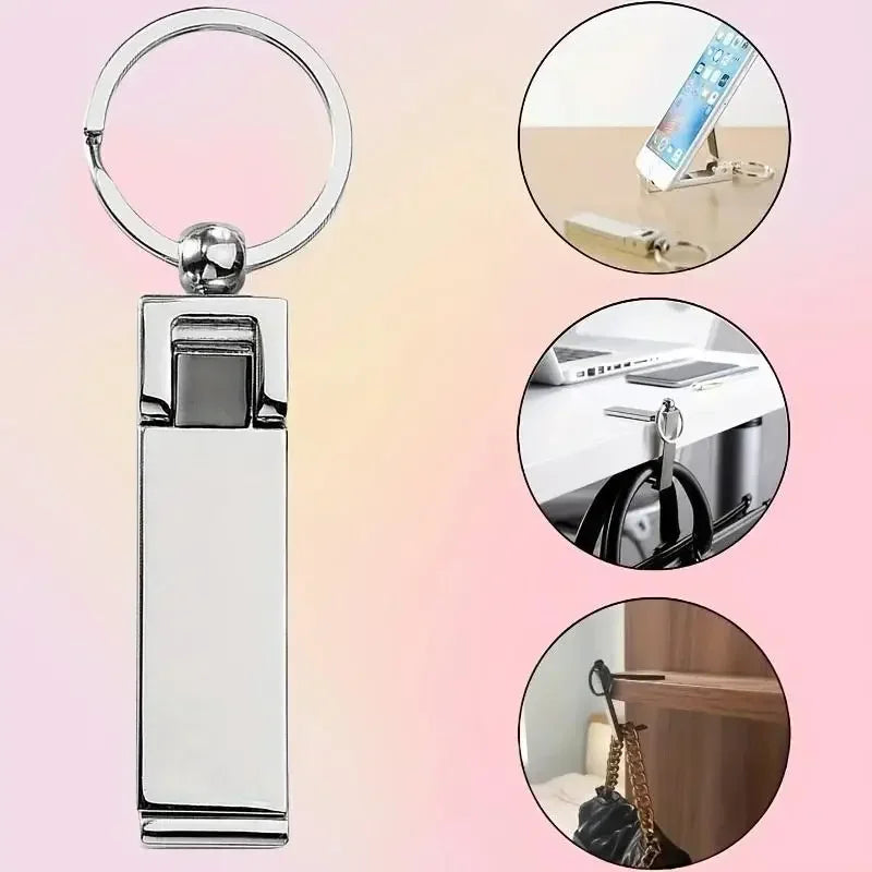 Multi-Function Metal Keychain Phone Holder & Bag Hanger