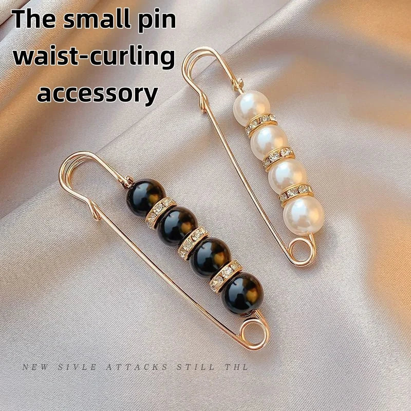 Pearl Rhinestone Brooch Pin – Adjustable Waist Tightener