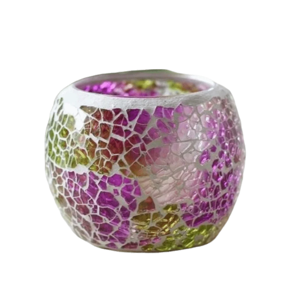 Mosaic Glass Candle Holder Round Bowl Votive Tea Light