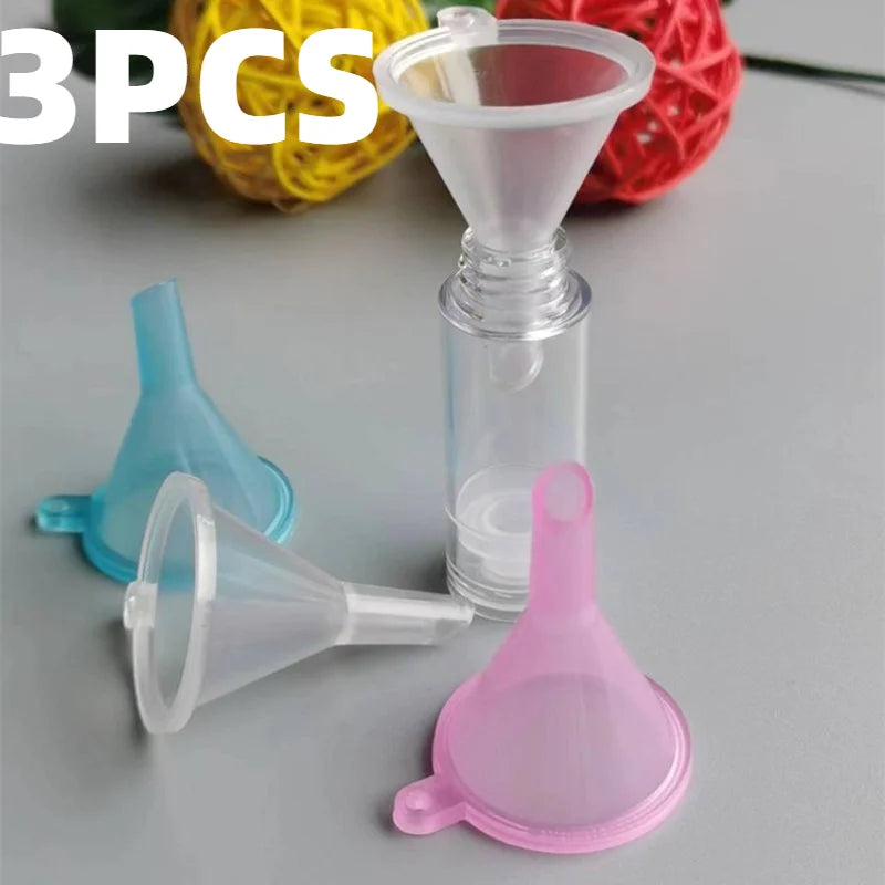 3-Pack Mini Clear Plastic Funnels for Bottles, Perfume & Crafts