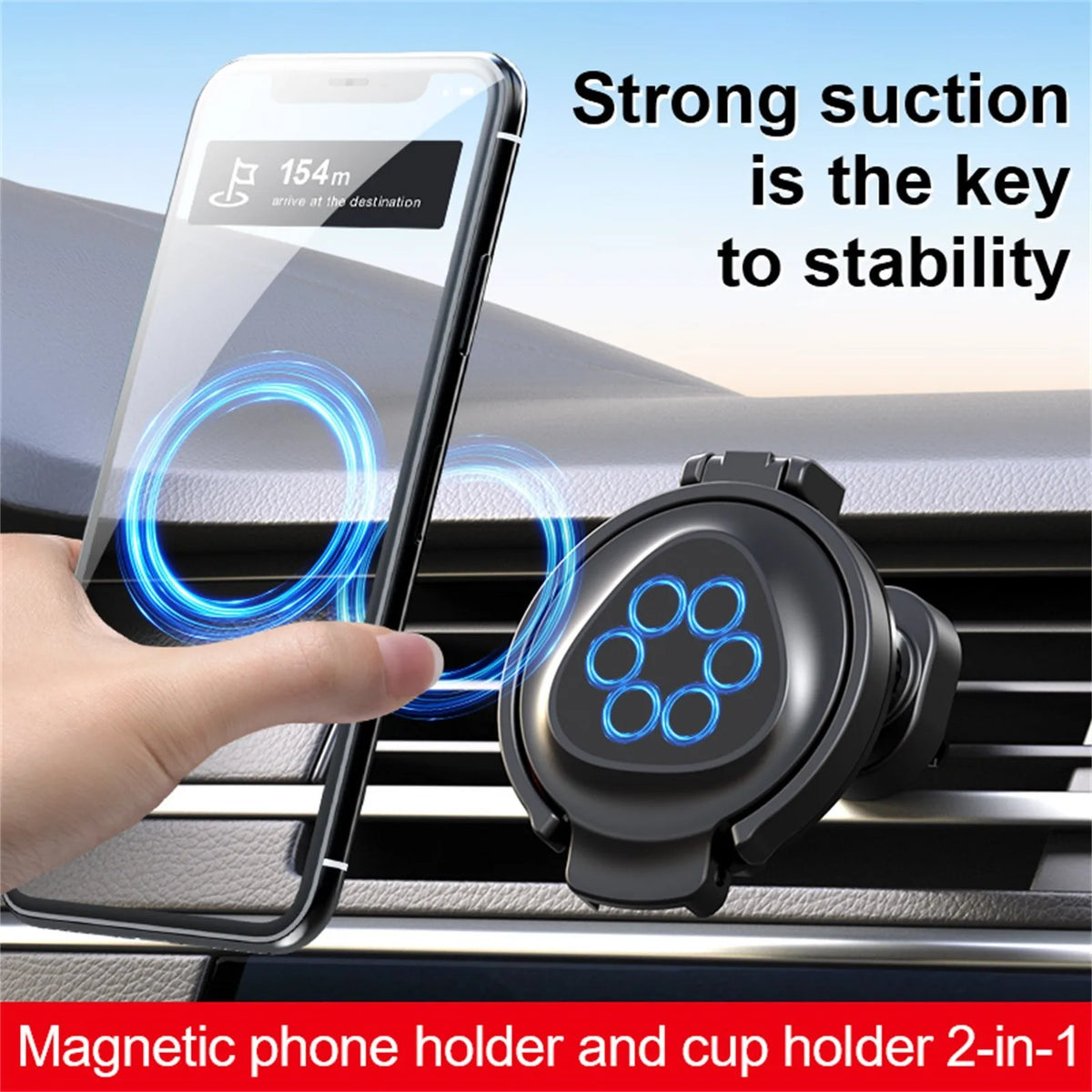 Collapsible Car Vent Cup Holder with Phone Mount | Universal