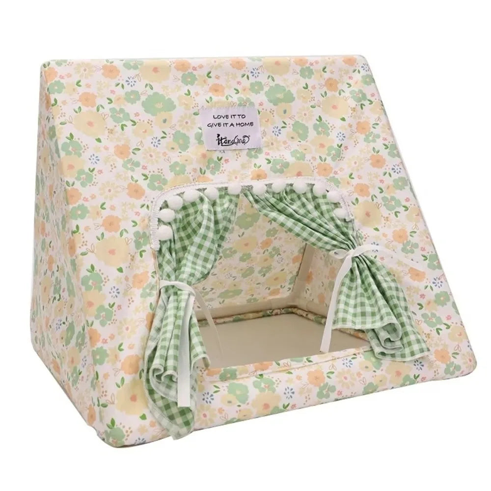 Cotton Rabbit Nest Villa Floral Sleeping Tent with Curtains