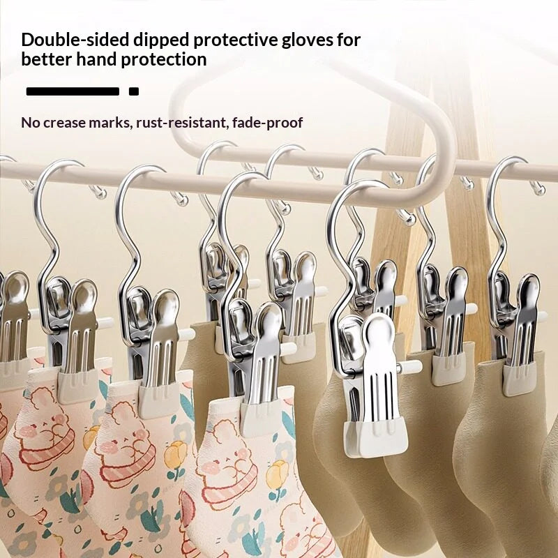 Stainless Steel Clothespin Clip Anti-Slip Clothes Hanger Hook