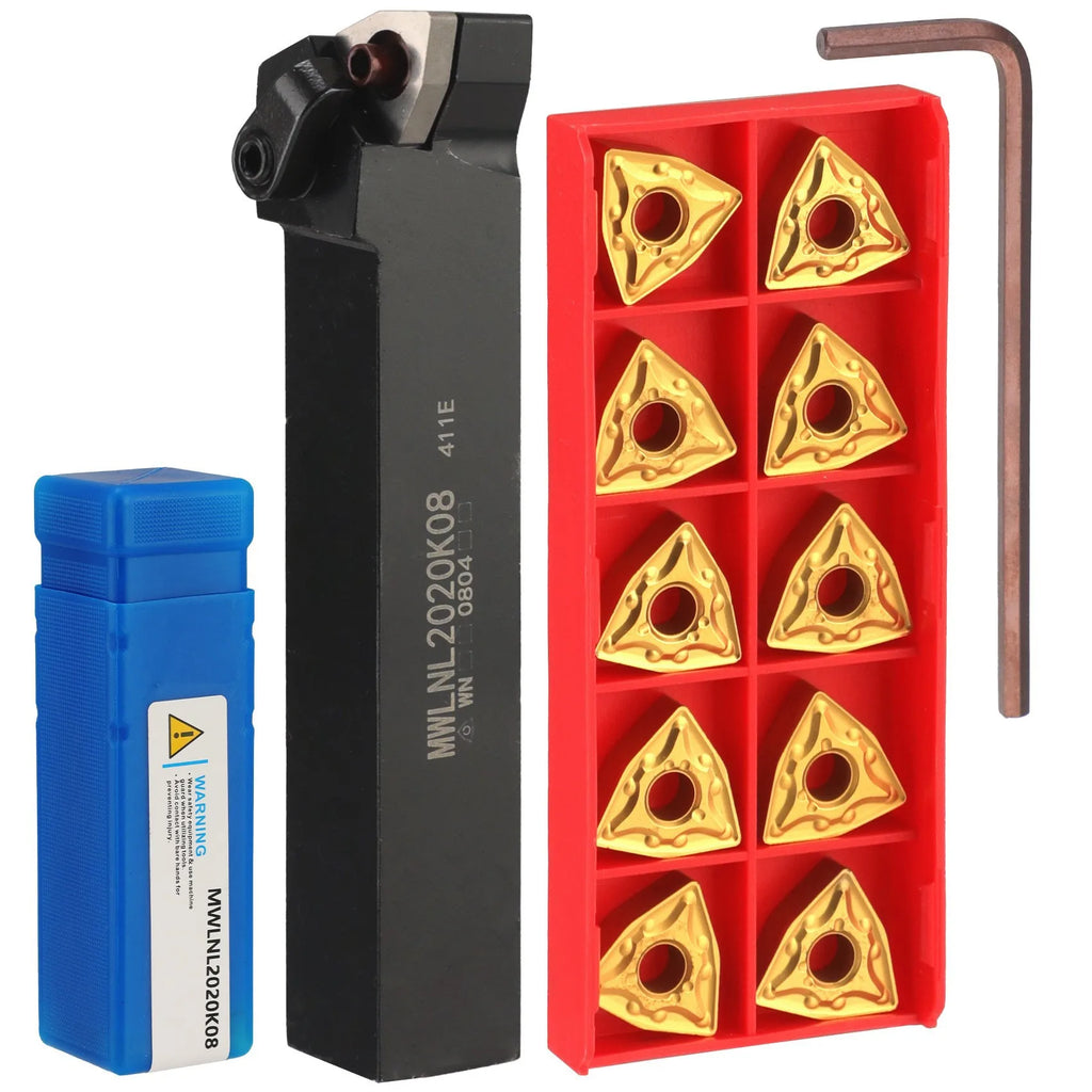 MWLNR2020K08 CNC Lathe Tool Holder + 10 WNMG080404 Inserts