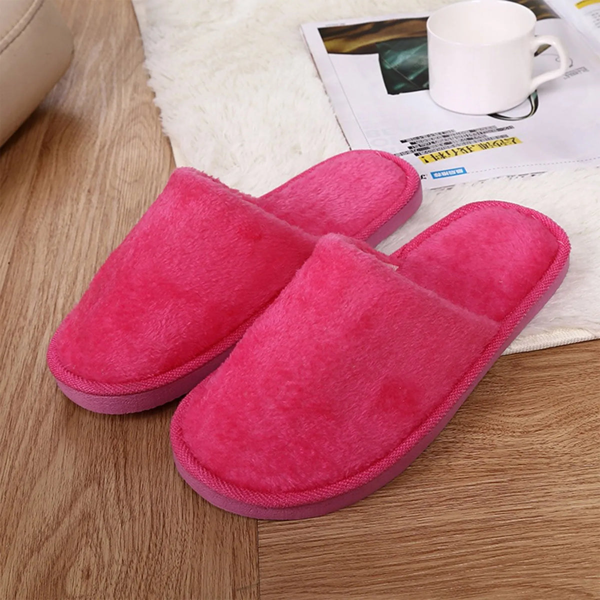 Women's Warm Plush Indoor Slippers – Soft Furry House Shoes