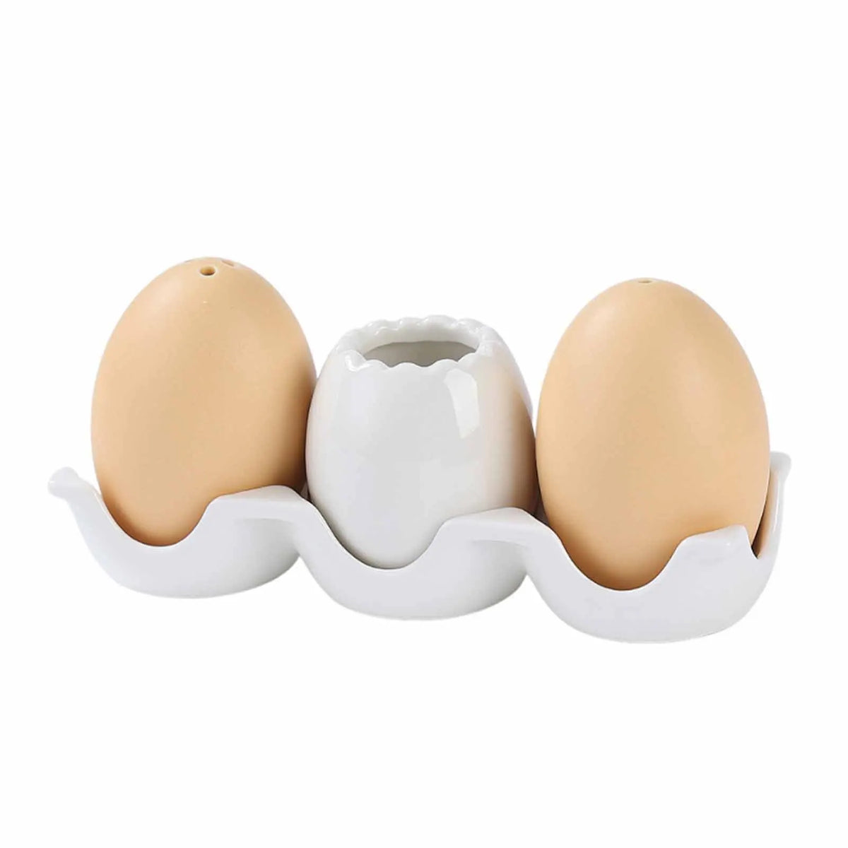Egg-Shaped Ceramic Spice Bottle Set with Tray & Toothpick Box