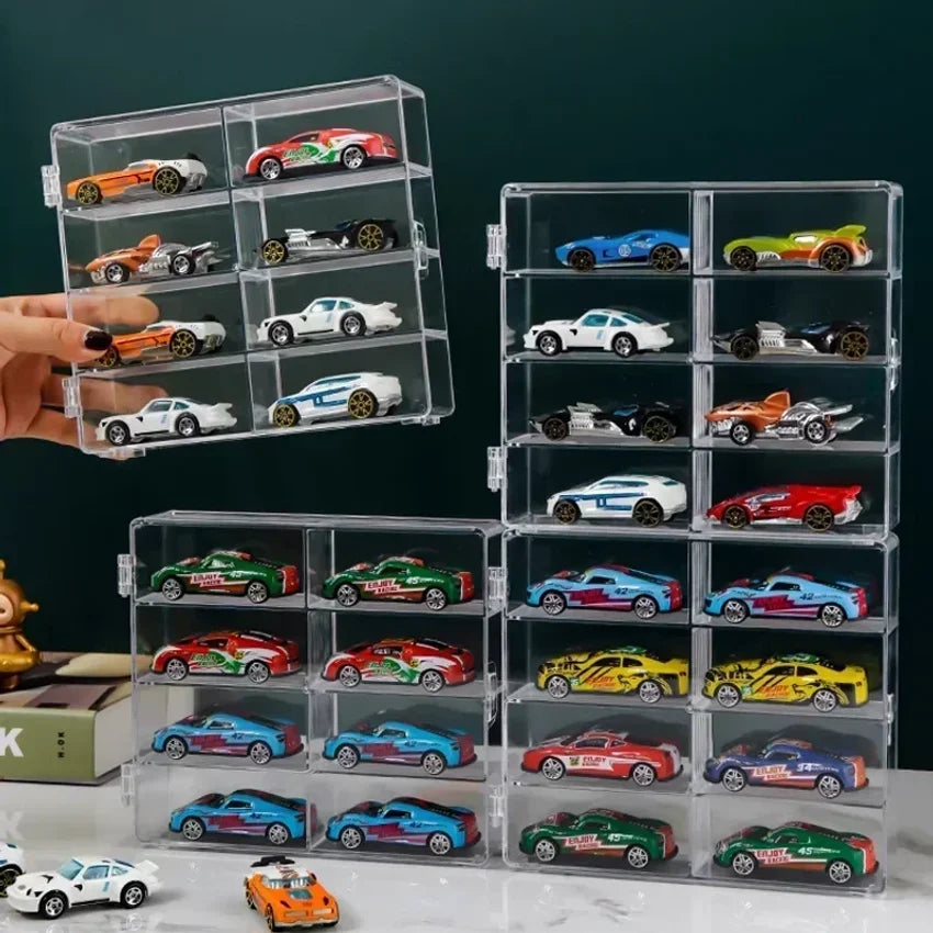 1:64 Car Model Display Box – 8-Grid Acrylic Stackable Case