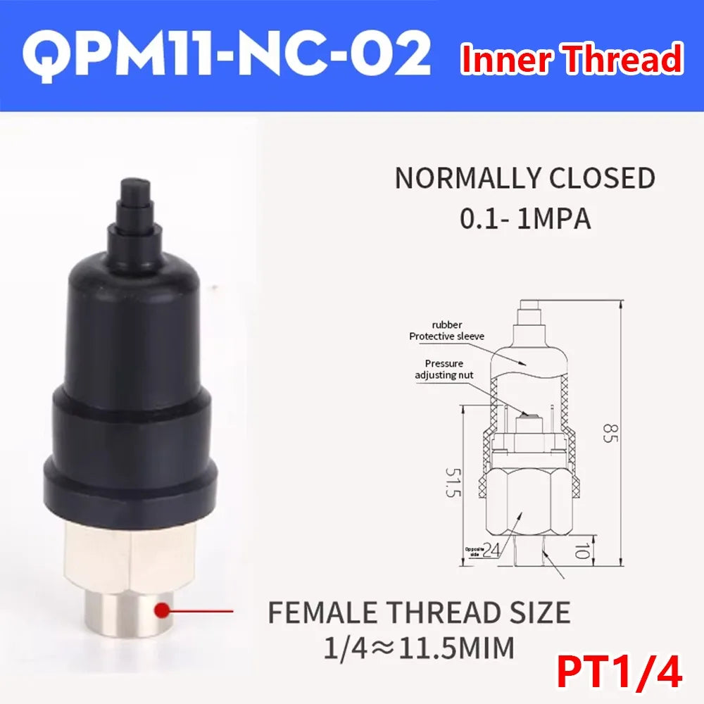 QPM11 Air Pressure Switch G1/8 G1/4 0.1–1MPa NO NC Adjustable