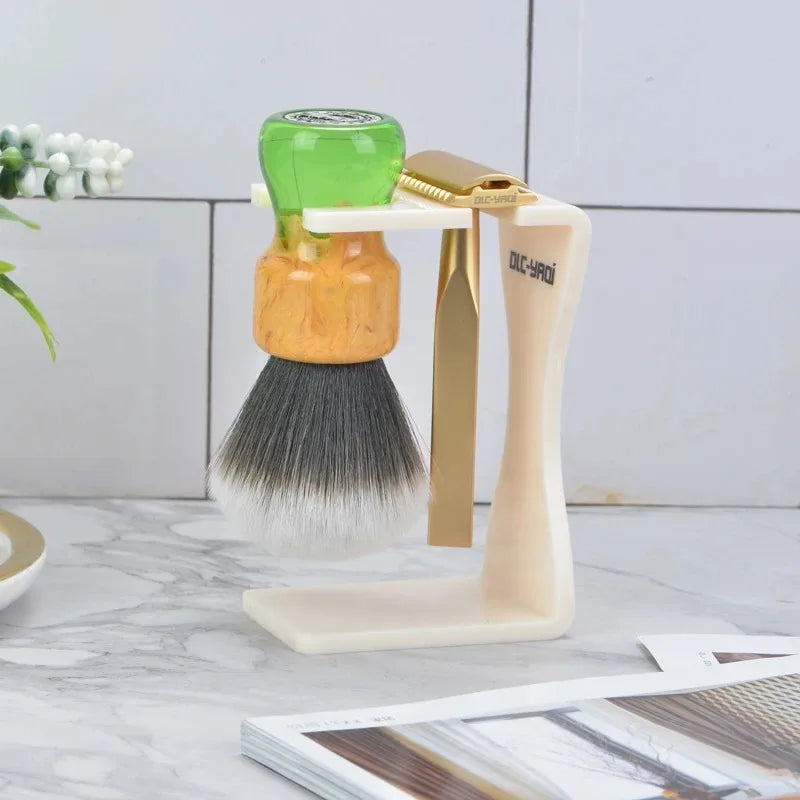 YAQI Shaving Brush & Razor Holder Stand – Creamy White