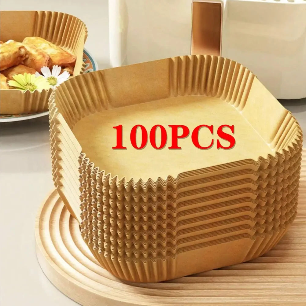 Disposable Air Fryer Paper Liners – Non-Stick Baking Bowls 50/100 Pcs