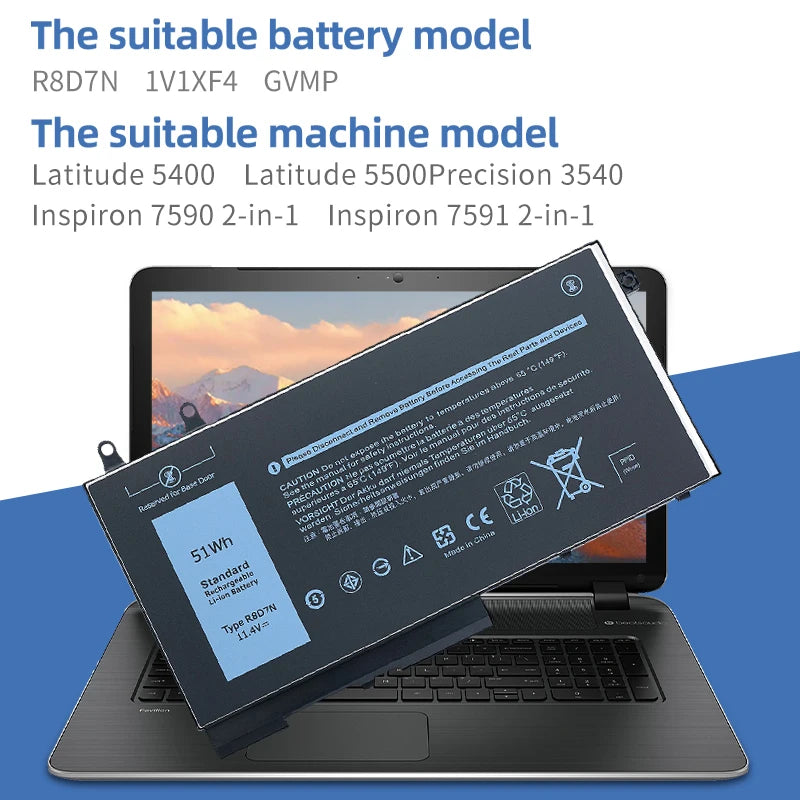 SUOZHAN R8D7N 11.4V 51Wh Battery – Dell Latitude 5400 5500