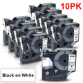 10-Pack Dymo D1 45013 Compatible Label Tapes 12mm Black/White