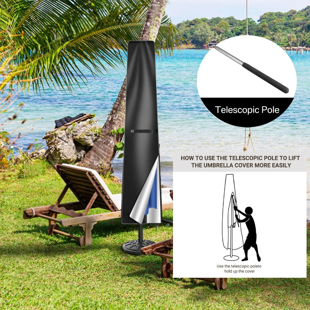 Large Waterproof Patio Umbrella Cover 210D Oxford with Zipper