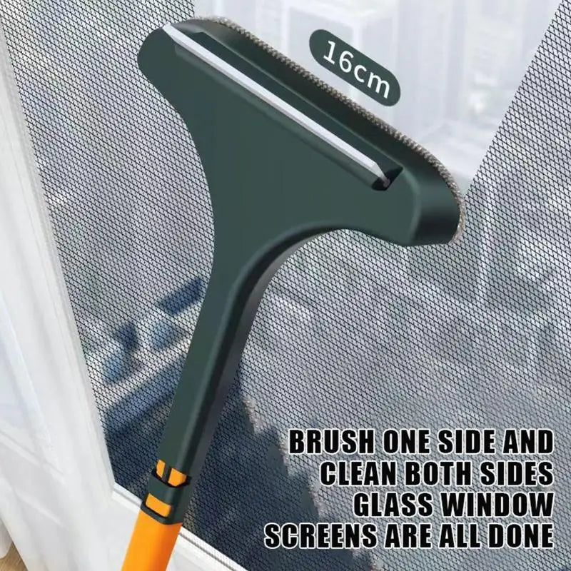 2-in-1 Window Cleaning Brush & Scraper Long Handle Tool