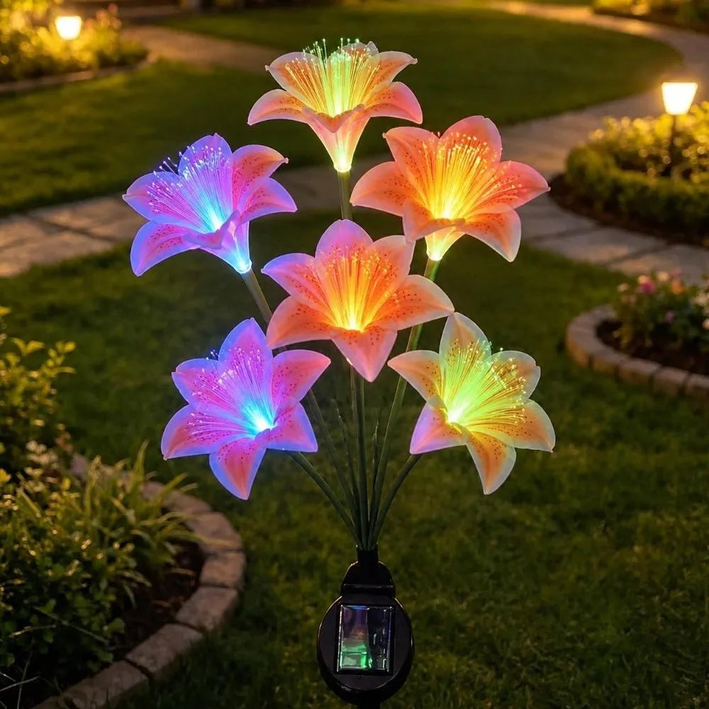 Solar LED Lily Flower Garden Stake Light – IP66 Waterproof