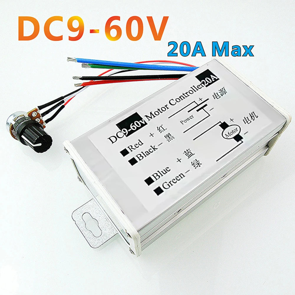 DC Motor Speed Controller PWM 9V–60V 20A Stepless Regulator