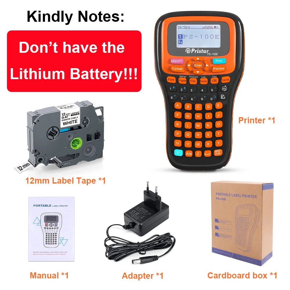 Labelwell PS100E Portable Label Maker – Auto Cut, TZe Compatible
