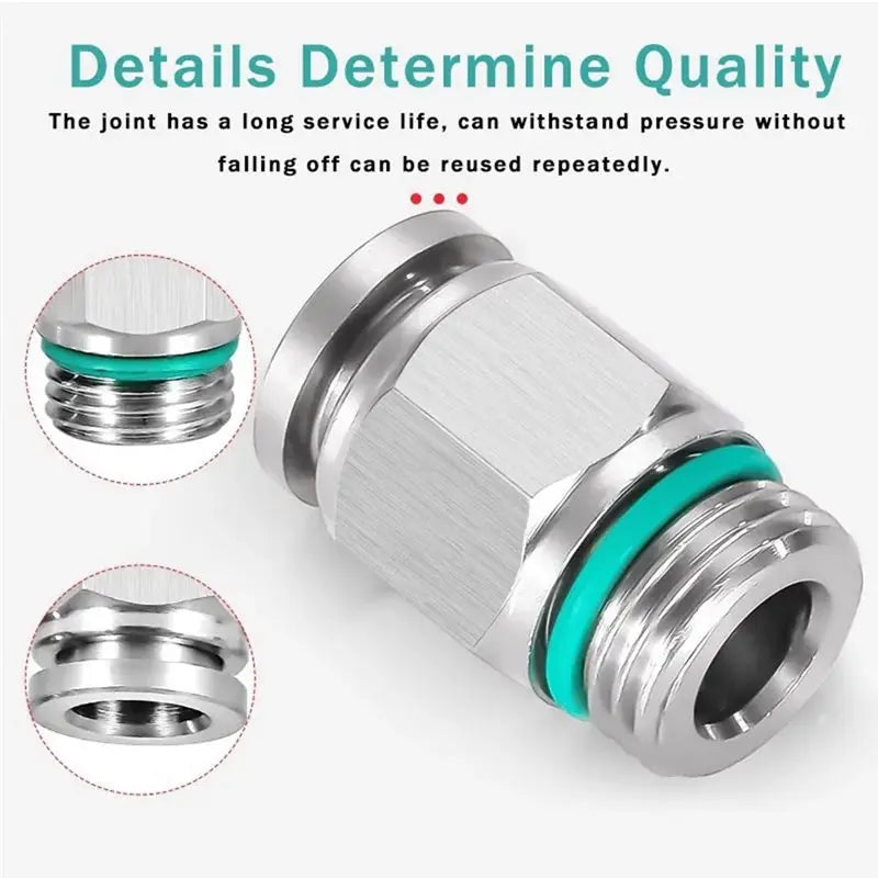 304 Stainless Steel Pneumatic Quick Connector G Thread BSP 50-Pack
