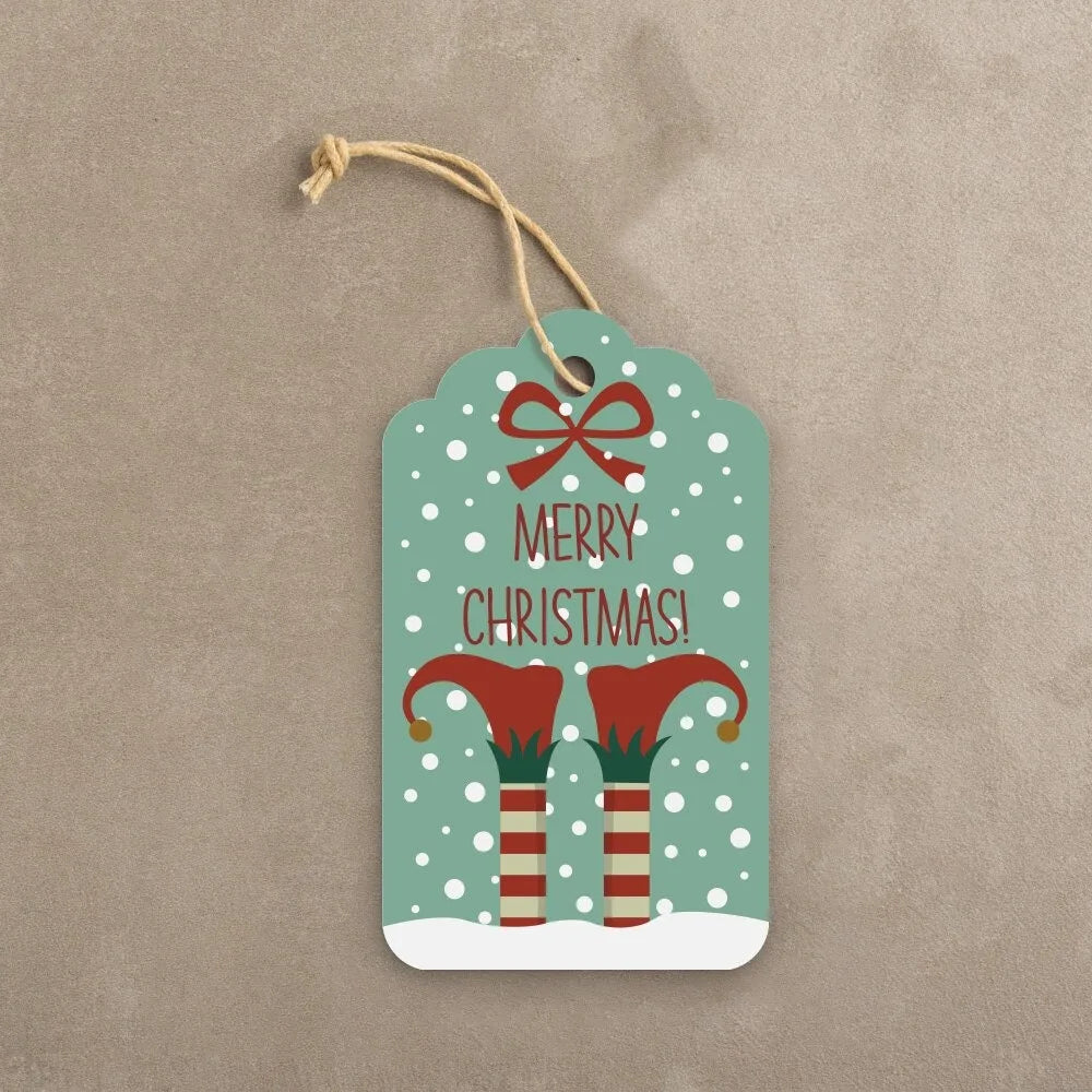 50Pcs Christmas Gift Tags with Twine – Cartoon Holiday Labels