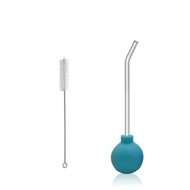 Silicone Irrigation Bulb Syringe with Curved Steel Tip & Brush