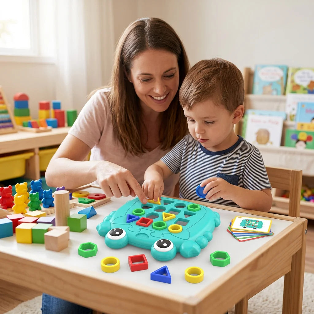 Dual Player Geometry Matching Board Game – Crab Theme STEM Toy