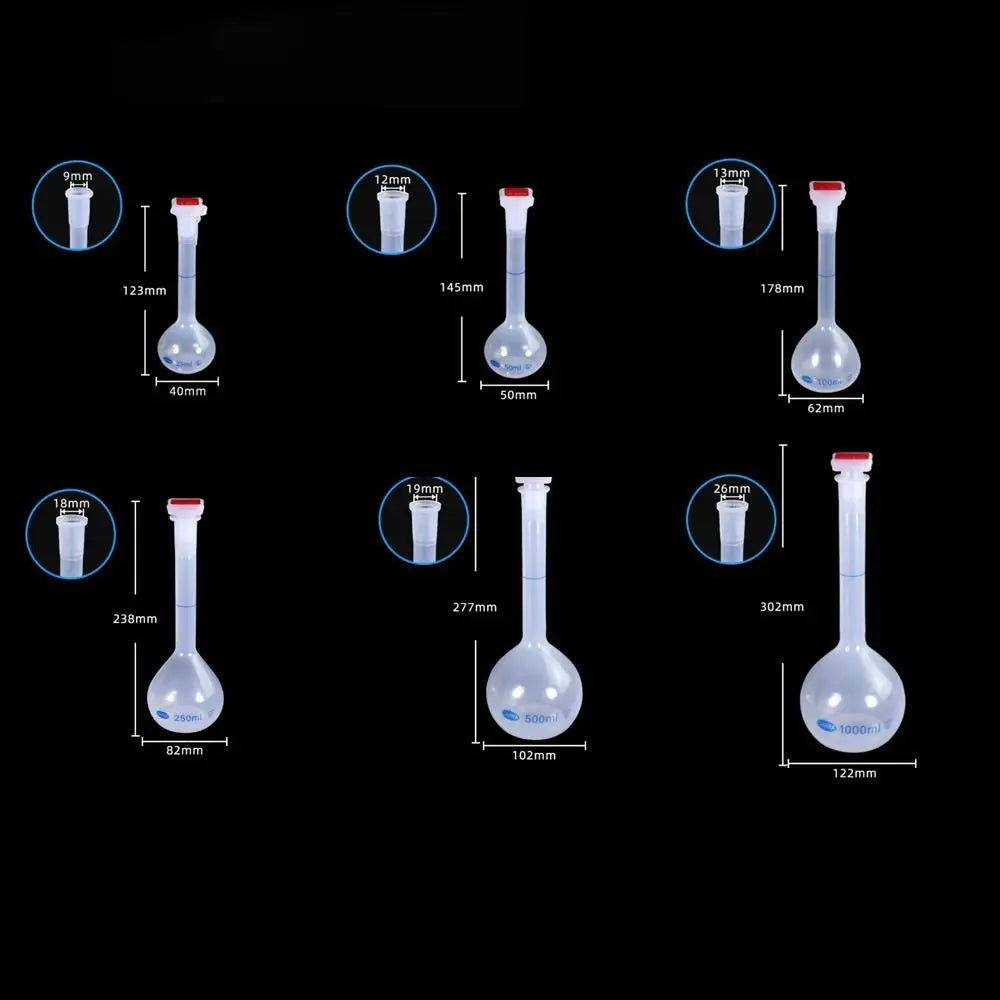 Plastic Volumetric Flask with Stopper 25ml–1000ml