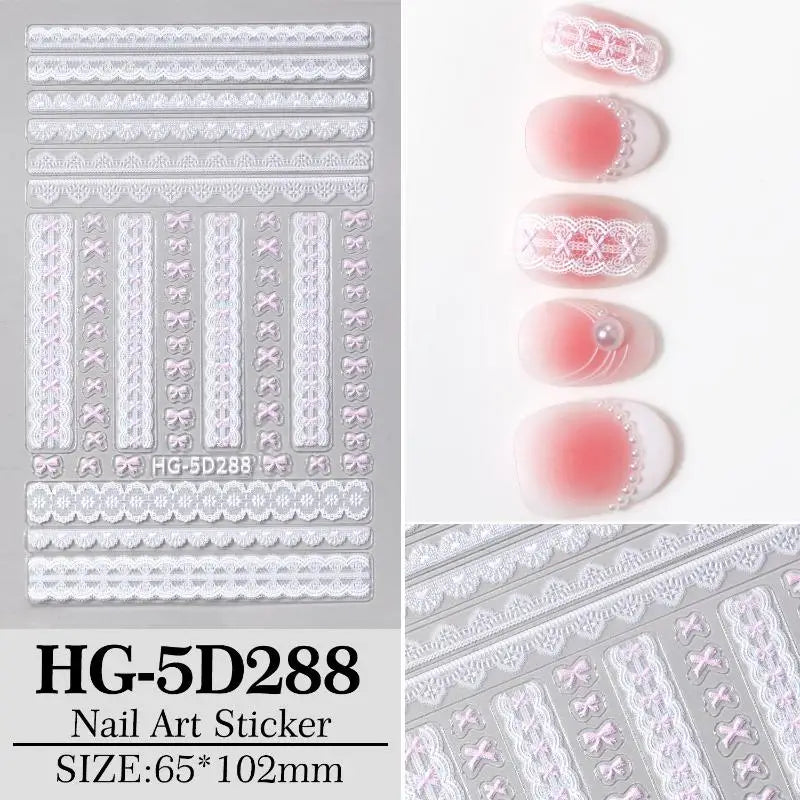 Bow Lace Self-Adhesive Nail Art Stickers – Sweet Heart Decals