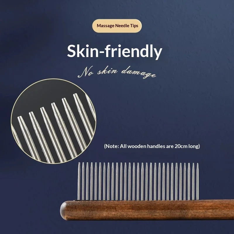 Wood Handle Pet Comb – Double Teeth Detangling for Cats & Dogs