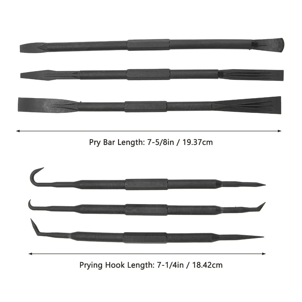 6-Pc ABS Plastic Pry Bar & Hook Set – Double Ended Repair Kit