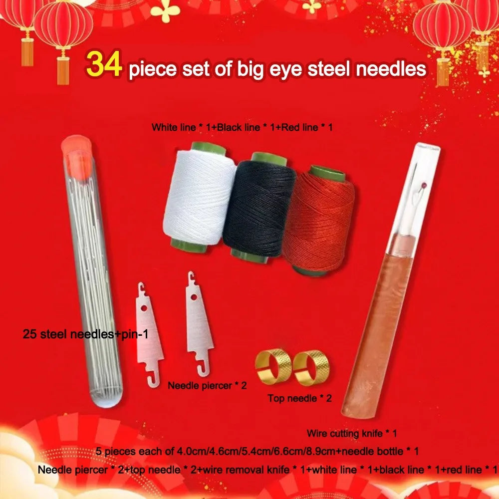 34-Piece Stainless Steel Sewing Needle Kit – Multi-Size Set