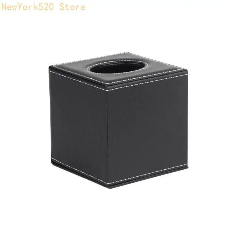 PU Leather Square Tissue Box Cover Holder – Black | VIBE