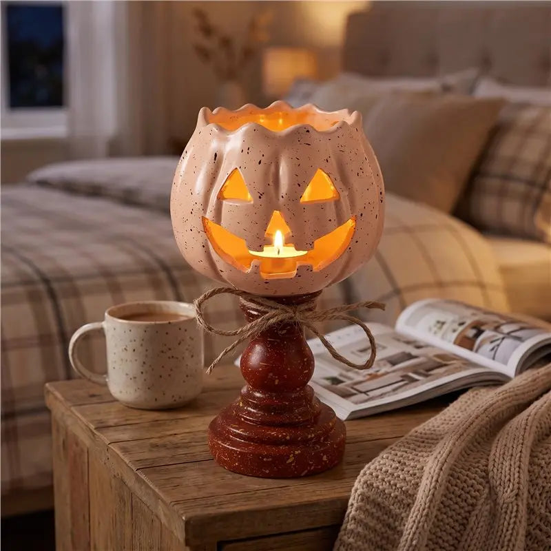 Rustic White Pumpkin Tealight Candle Holder | Farmhouse Fall Decor