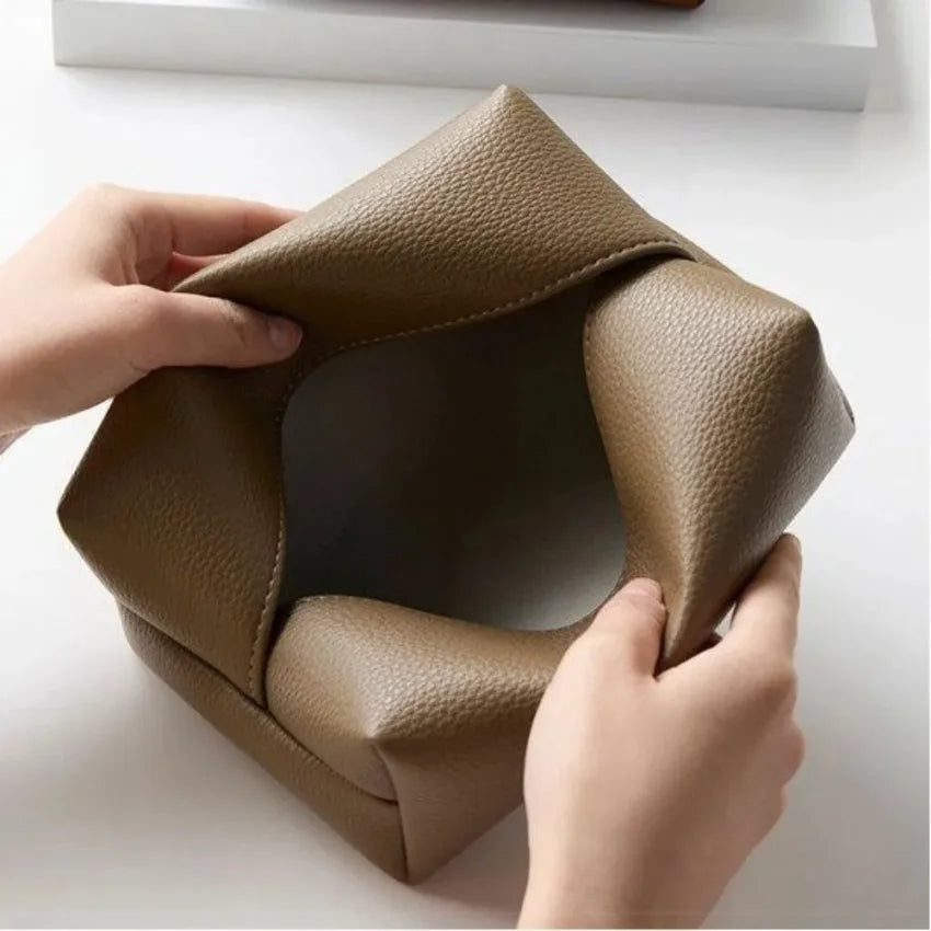 Faux Leather Tissue Box Cover Square Dustproof Napkin Holder
