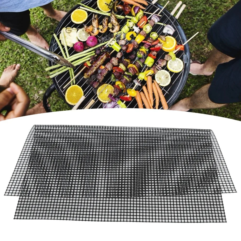 3-Pack Reusable Non-Stick Fiberglass BBQ Grill Mat 30×40cm