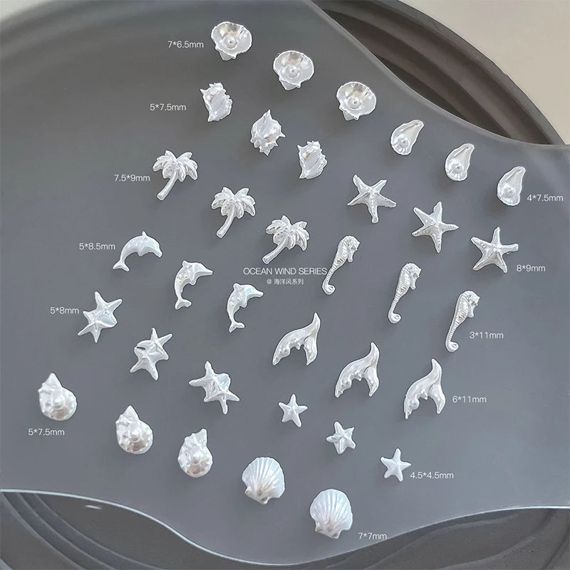 50Pcs Ocean Nail Art Charms – Pearl Shell Starfish Rhinestones