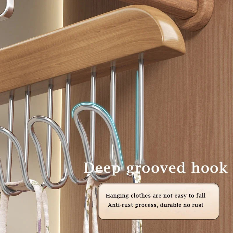 Wooden 360° Multi-Hook Hanger – Wardrobe Closet Organizer